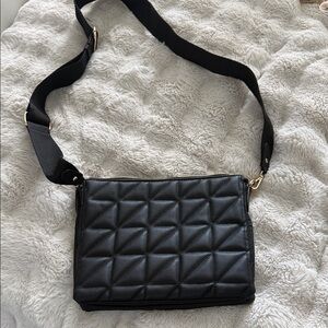 Chico’s Quilted Black Crossbody Bag with Wide Strap